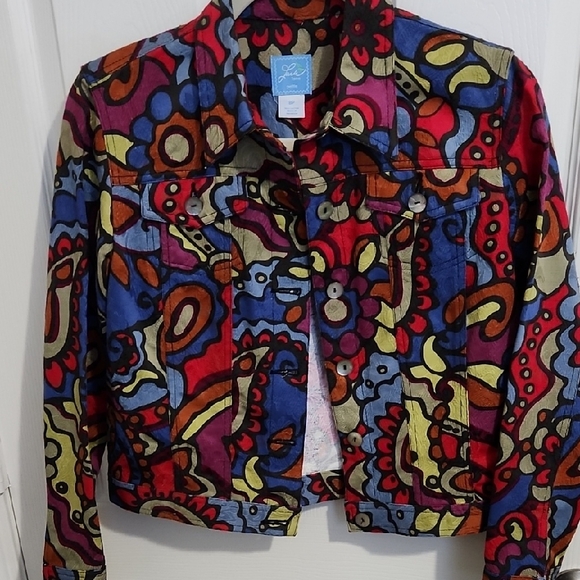 Colorful Abstract Jean Jacket - Picture 1 of 6
